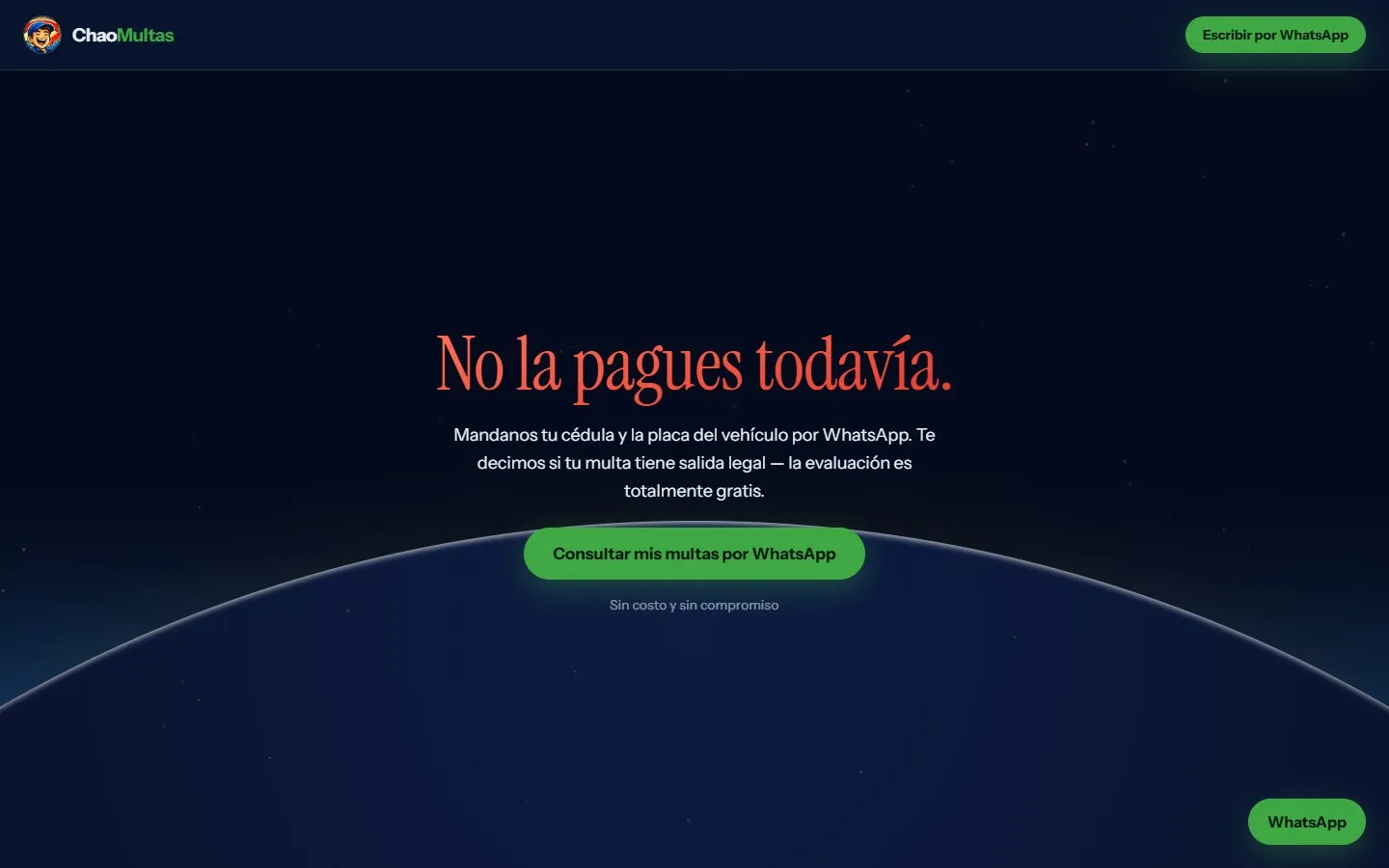 Página web de Chao Multas, hecha por We Connect U